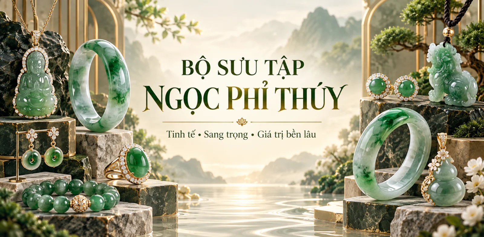 Vòng ngọc, mặt dây chuyền và chuỗi hạt ngọc phỉ thúy